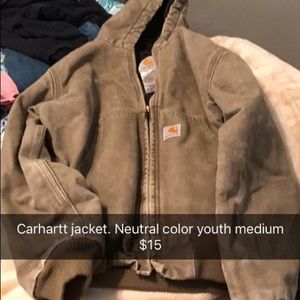 Neutral color youth medium carhartt jacket